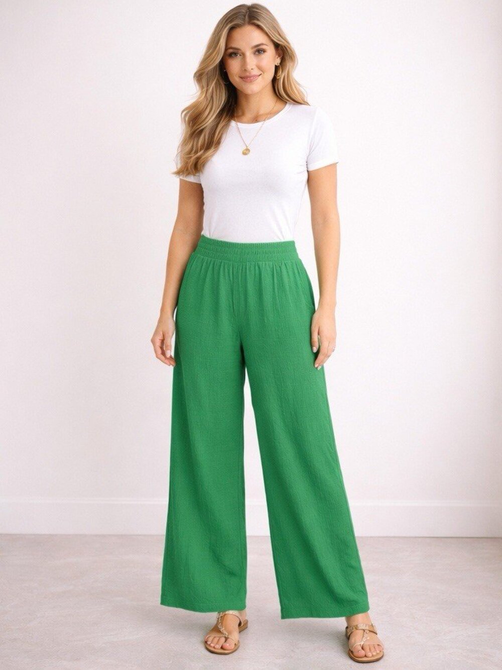 G By Giuliana Womens Size XS Kelly Green Wide Leg Pull On Pants NWT